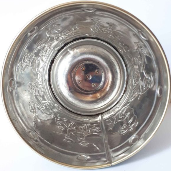 Greek Circular Tin Storage Box Green Gold - Picture 6 of 8